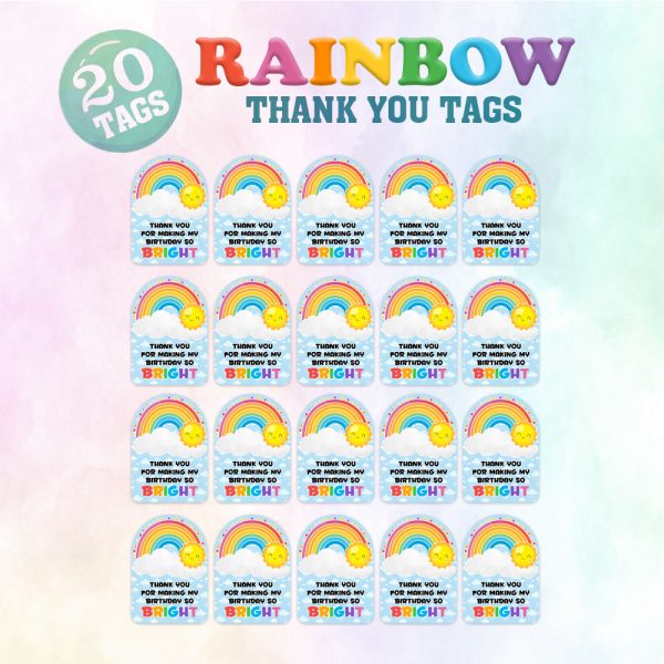 Rainbow Theme Birthday Party Decoration, Retrun Gift Tags - Wrap