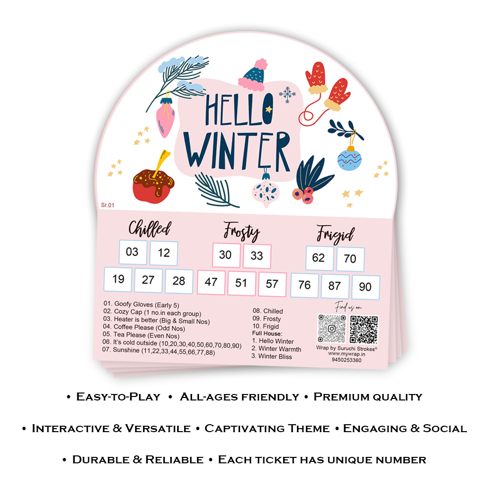 Hello Winter Theme Tambola Tickets | Printed Designer kukuba | New Bingo Housie Games for Kitty Party | Winter's Special Collection for family & friends Get-Together - Image 3