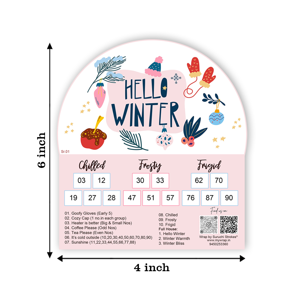 Hello Winter Theme Tambola Tickets | Printed Designer kukuba | New Bingo Housie Games for Kitty Party | Winter's Special Collection for family & friends Get-Together - Image 2