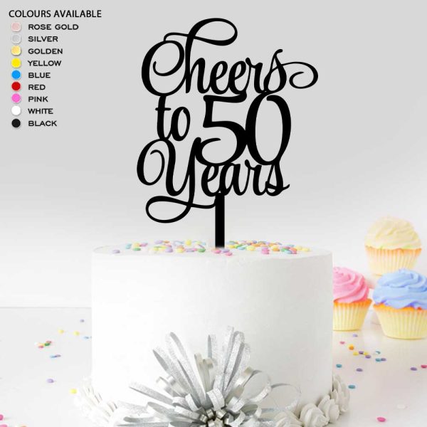 Cheers To 50 Cake Topper