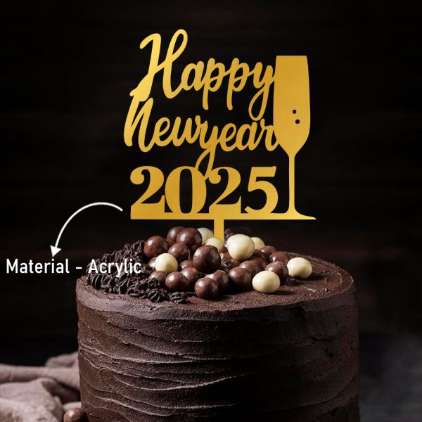 Happy New Year 2025 Acrylic Cake topper