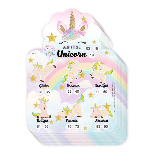 Unicorn Theme Tambola Tickets