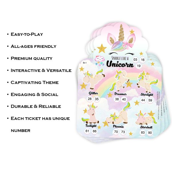 Unicorn Theme Tambola Tickets