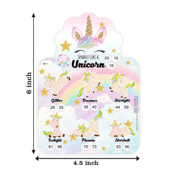 Unicorn Theme Tambola Tickets