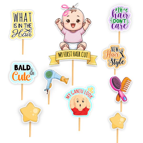 Mundan Cake Topper Set | Cake Decoration Item For Baby Girl First Haircut Ceremony - Image 4