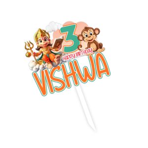 Hanuman & Monkey Theme Cake Topper | Customized With Kids Name & Age