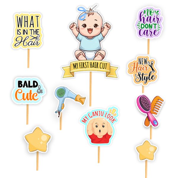 Mundan Cake Topper Set | Cake Decoration Item For Baby Boy First Haircut Ceremony - Image 4