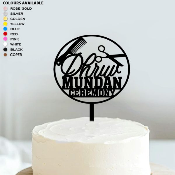 Mundan Cake Topper | First Haircut Ceremony Acrylic Cake Decoration - Image 3