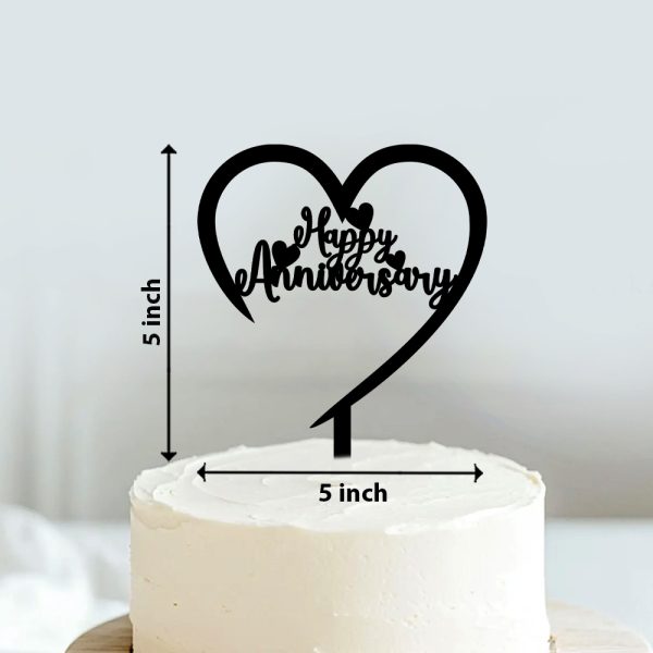 Happy Anniversary Cake Topper | Acrylic Cake Decoration Item For Anniversary Party - Image 2