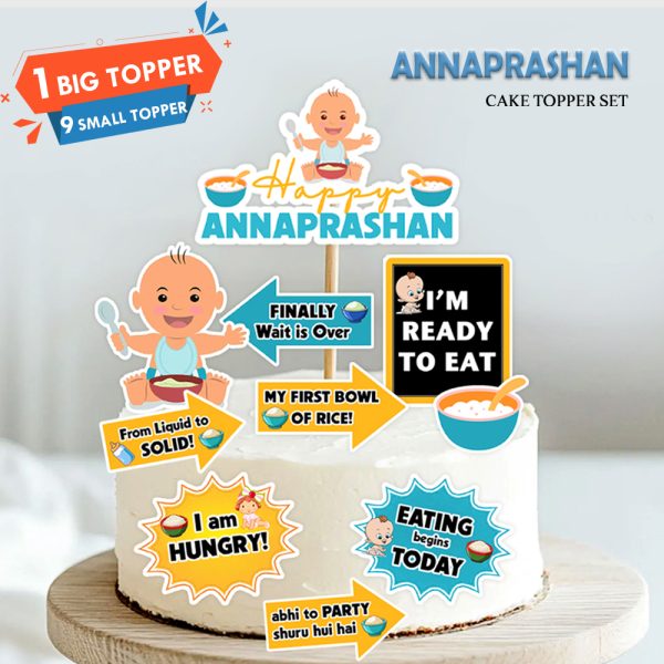 Annaprashan Theme Cake Topper | First Rice Ceremony Cake Decoration Set For Baby boy - Image 3