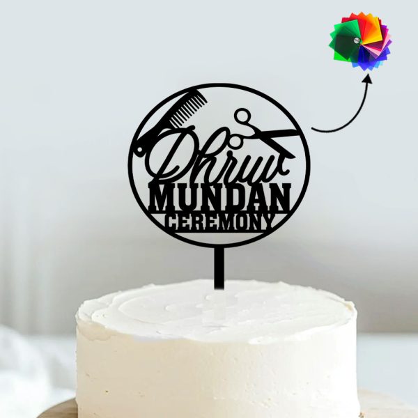 Mundan Cake Topper | First Haircut Ceremony Acrylic Cake Decoration - Image 4