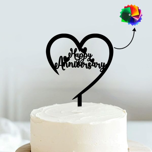 Happy Anniversary Cake Topper | Acrylic Cake Decoration Item For Anniversary Party - Image 4