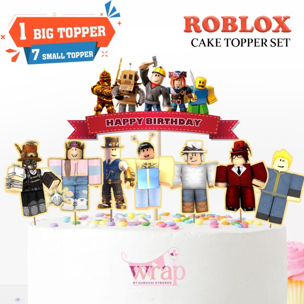Roblox Theme Cake Topper Set | Cupcake Decoration Item For Kids Birthday Party - Image 3