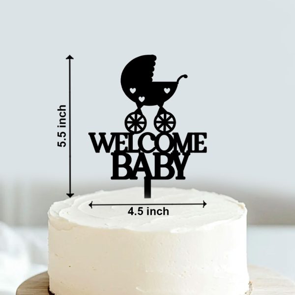 Welcome Baby Cake Topper | Baby Shower Theme Acrylic Cake Decoration | New born Baby Home Coming Decor - Image 2