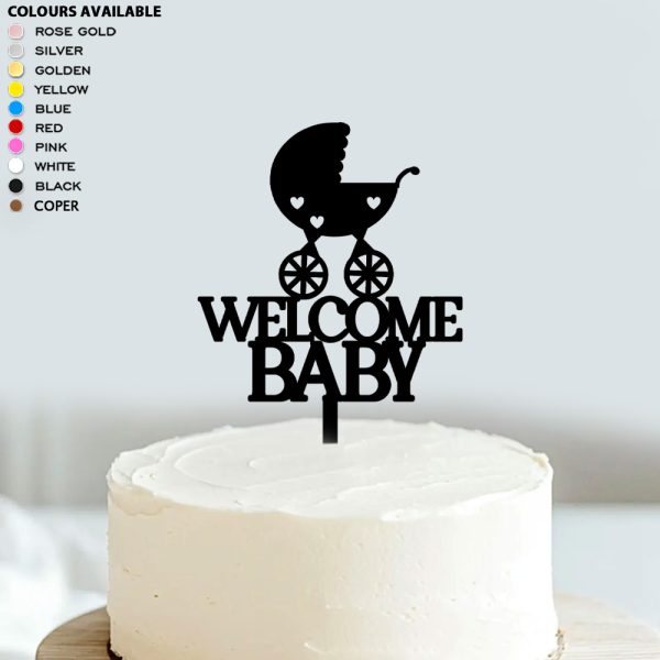 Welcome Baby Cake Topper | Baby Shower Theme Acrylic Cake Decoration | New born Baby Home Coming Decor - Image 3