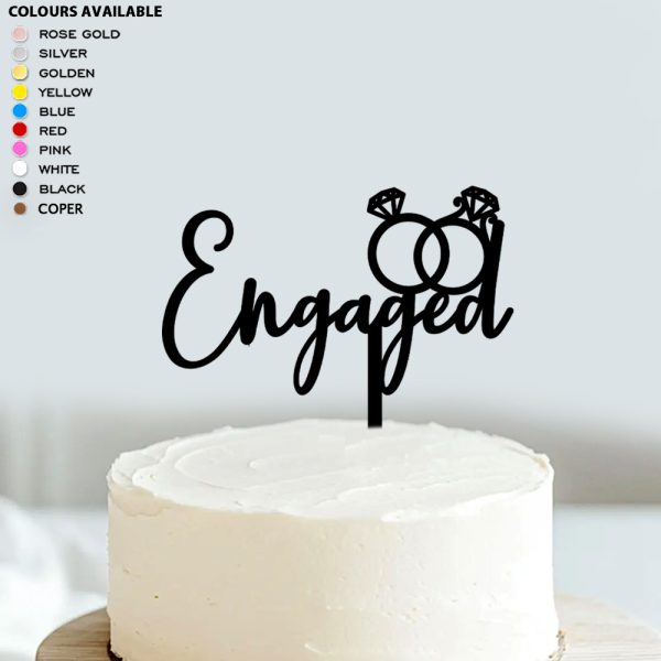 Engaged Theme Cake Topper | Cake Decoration Item For Roka Ceremony | Engagement Ceremony - Image 3