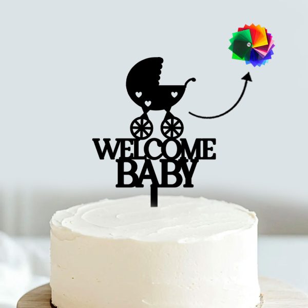 Welcome Baby Cake Topper | Baby Shower Theme Acrylic Cake Decoration | New born Baby Home Coming Decor - Image 4