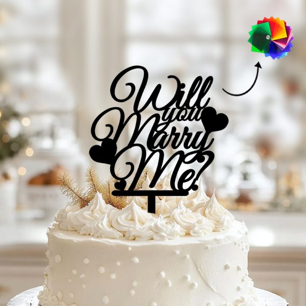 Will You Marry Me Cake Topper | Proposal Cake Decoration for Couples Valentine’s Day - Image 4