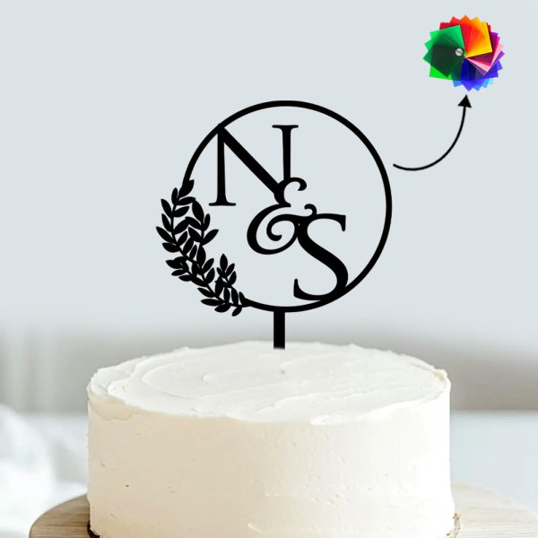 Initials Wreath Acrylic Cake Topper | Cake Decoration Item - Image 4
