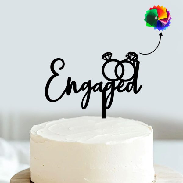 Engaged Theme Cake Topper | Cake Decoration Item For Roka Ceremony | Engagement Ceremony - Image 4