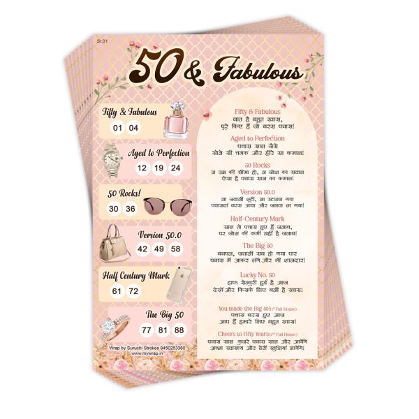 50th Birthday Theme Tambola Tickets | Celebrate the Golden Milestone