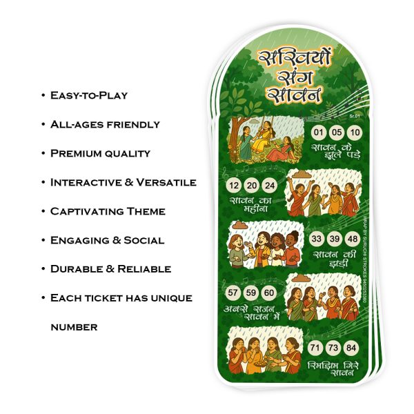 Teej Theme Tambola Tickets | Sakhiyon Sang Sawan Kitty Party Housie Game | Hindi Bingo Cards for Women Hariyali Teej Festival - Image 3