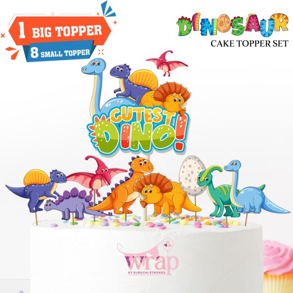 Dinosaur Theme Cake Topper Set | Birthday Cake Decoration | Party Supplies Item For Kids Party - Image 3