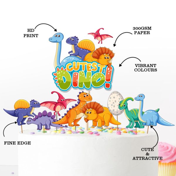 Dinosaur Theme Cake Topper Set | Birthday Cake Decoration | Party Supplies Item For Kids Party - Image 4