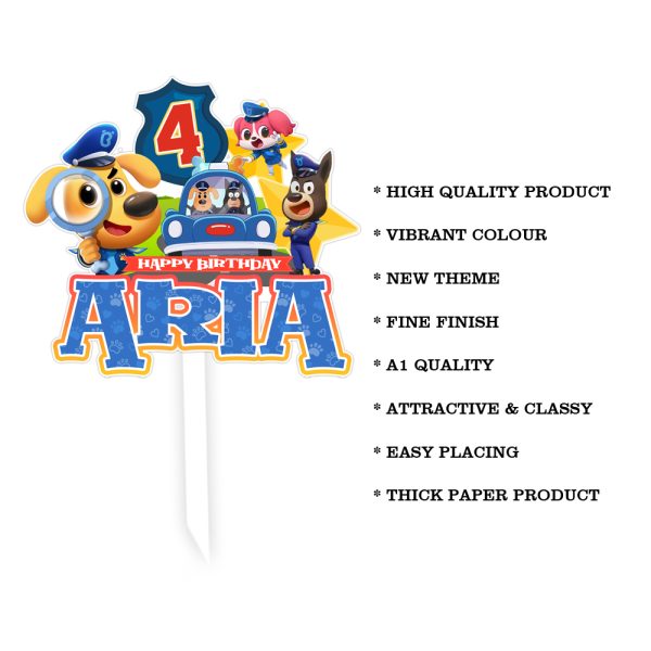 Dog Theme Customized Cake Topper | Birthday Cake Decoration |  Personalized with Name & Age - Image 6