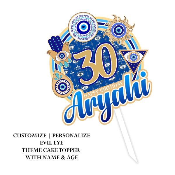 Evil Eye Customize Cake Topper Name and Age | Personalized Cake Decoration - Image 4