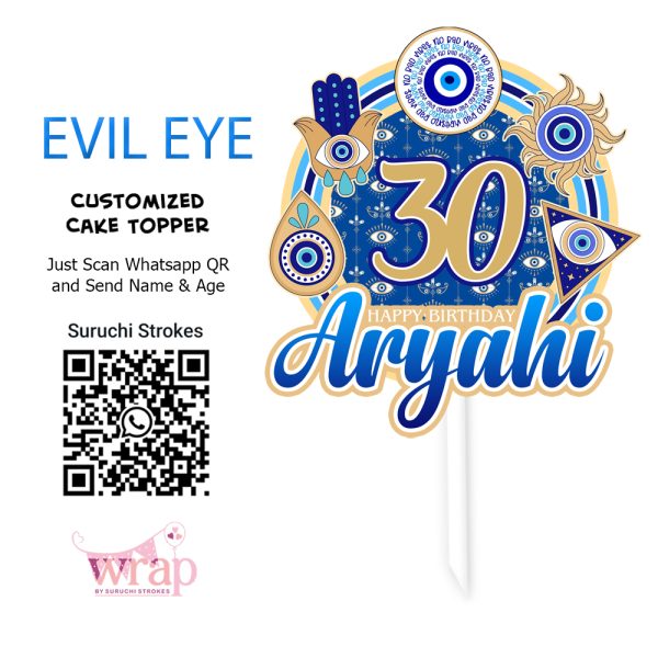 Evil Eye Customize Cake Topper Name and Age | Personalized Cake Decoration - Image 5