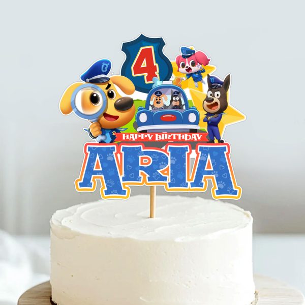 Dog Theme Customized Cake Topper | Birthday Cake Decoration |  Personalized with Name & Age - Image 3