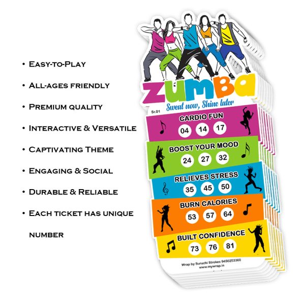 Zumba Fitness Theme Tambola Tickets | Aerobics Exercise New Kitty Party Housie Game - Image 3