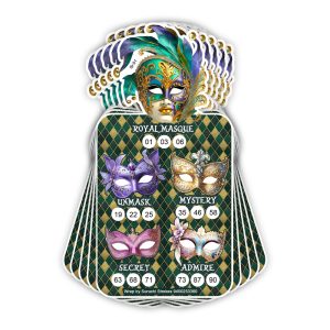 Masquerade Theme Tambola Ticket | Carnival Circus Mask Kitty Party Birthday Housie Game
