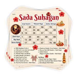 Karwachauth Theme Tambola Ticket | Sada Suhagan Navratri Festival | Wedding Mehandi Sargi party