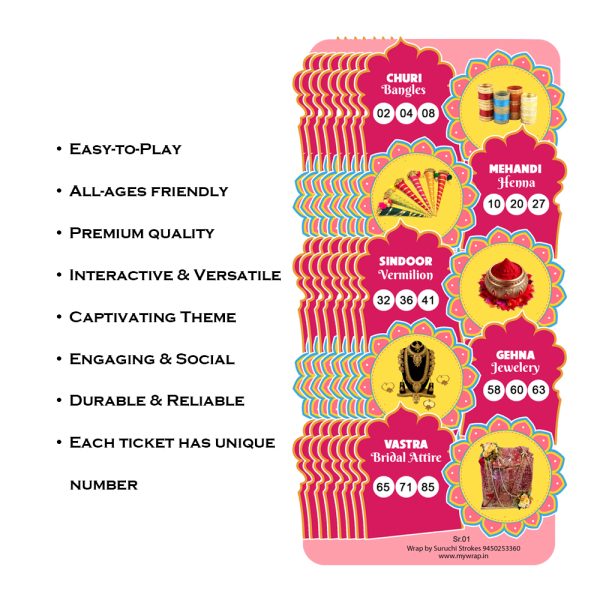 Bridal Theme Tambola Ticket | Suhag Wedding Subh Vivah Karwachauth Gangour Teej Chhath Puja Festival | Kitty Party - Image 3