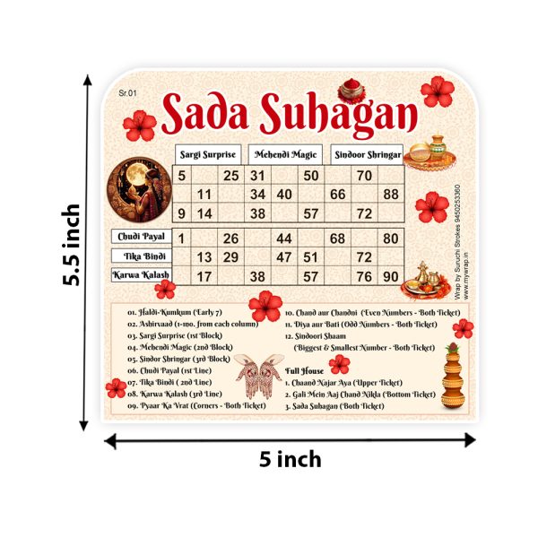 Karwachauth Theme Tambola Ticket | Sada Suhagan Navratri Festival | Wedding Mehandi Sargi party - Image 2