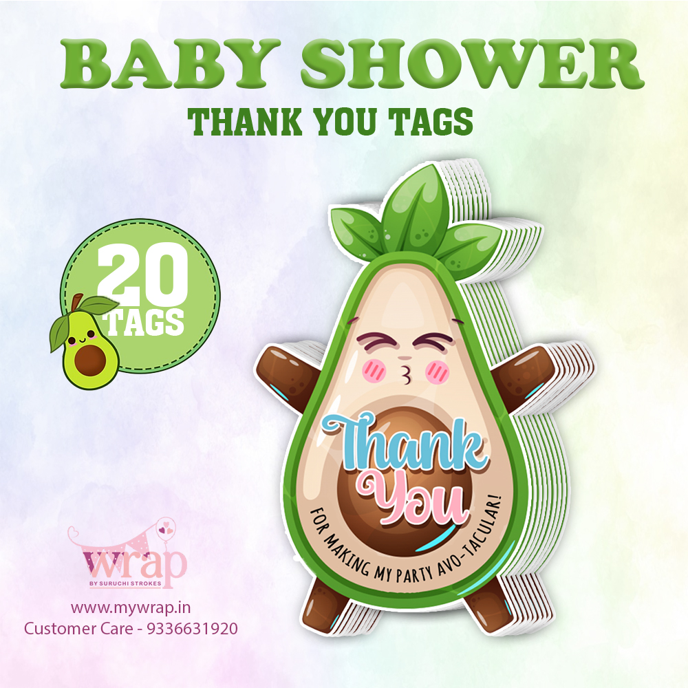 Baby Shower ThankYou Tag | Avocado Theme Return Gift Card for Welcome Baby Party - Image 2
