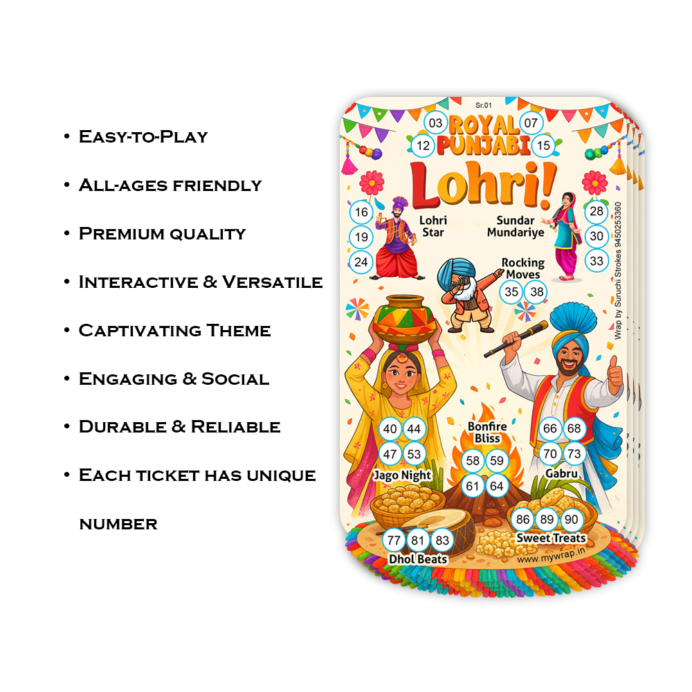 Lohri Theme Tambola Ticket | Makar Sankranti Punjabi Festival Housie Game - Image 3
