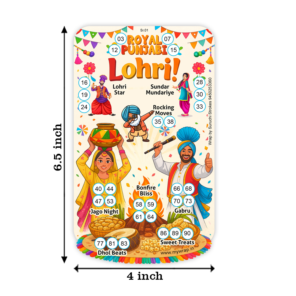 Lohri Theme Tambola Ticket | Makar Sankranti Punjabi Festival Housie Game - Image 2