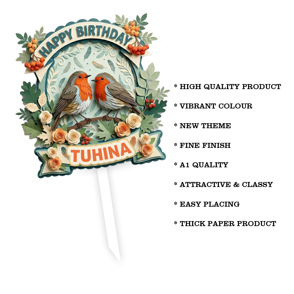Bird Theme Customized Cake Topper | Jungle | Animal Birthday Decoration - Image 3